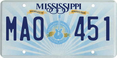 MS license plate MAO451