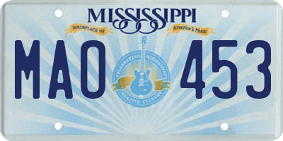MS license plate MAO453