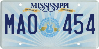 MS license plate MAO454