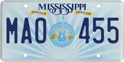 MS license plate MAO455
