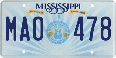 MS license plate MAO478