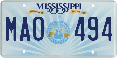 MS license plate MAO494