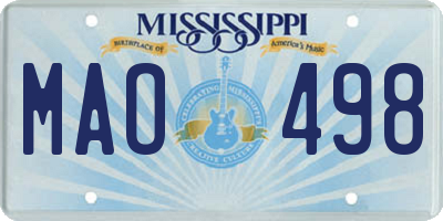 MS license plate MAO498