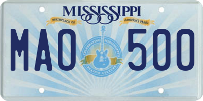 MS license plate MAO500
