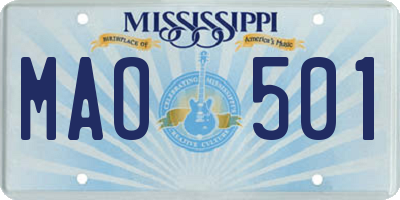 MS license plate MAO501
