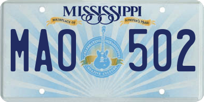 MS license plate MAO502