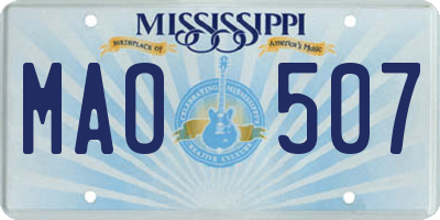 MS license plate MAO507