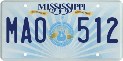 MS license plate MAO512
