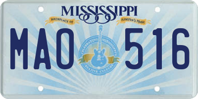 MS license plate MAO516