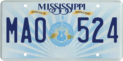 MS license plate MAO524