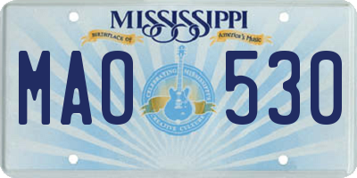 MS license plate MAO530