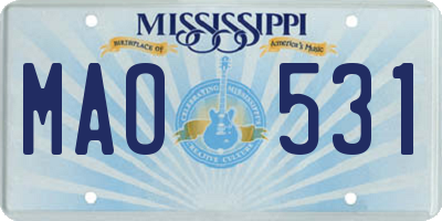MS license plate MAO531
