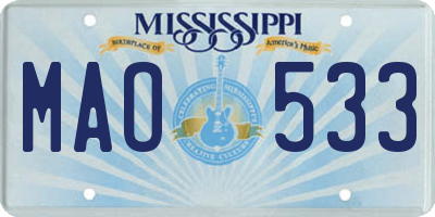 MS license plate MAO533