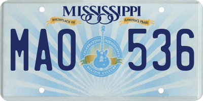 MS license plate MAO536