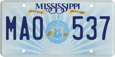 MS license plate MAO537
