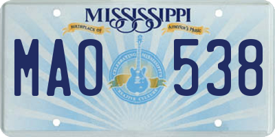 MS license plate MAO538