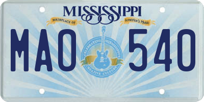 MS license plate MAO540