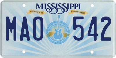 MS license plate MAO542
