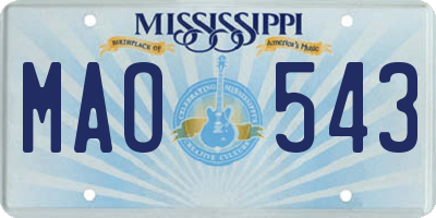 MS license plate MAO543