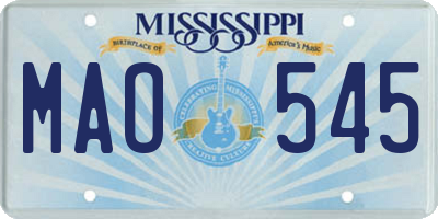 MS license plate MAO545