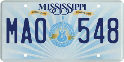 MS license plate MAO548