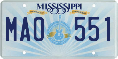 MS license plate MAO551
