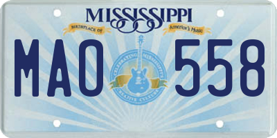 MS license plate MAO558