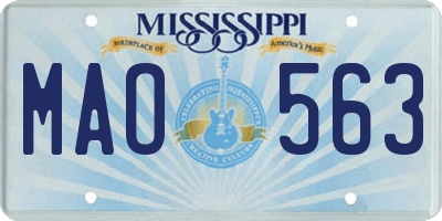 MS license plate MAO563