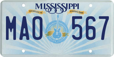 MS license plate MAO567