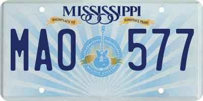 MS license plate MAO577