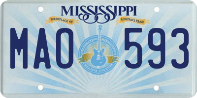 MS license plate MAO593