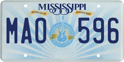 MS license plate MAO596