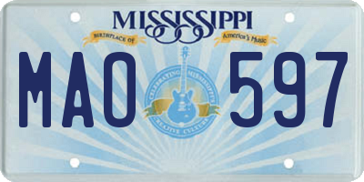 MS license plate MAO597