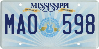 MS license plate MAO598