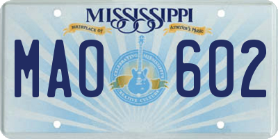 MS license plate MAO602