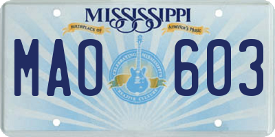 MS license plate MAO603