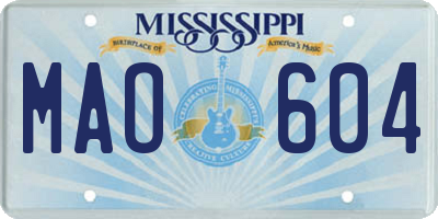 MS license plate MAO604