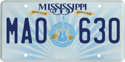 MS license plate MAO630