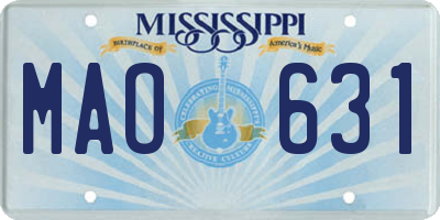 MS license plate MAO631