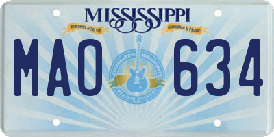 MS license plate MAO634