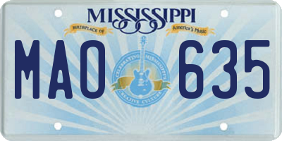 MS license plate MAO635