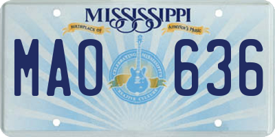 MS license plate MAO636