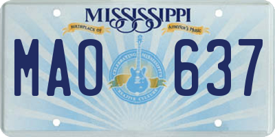 MS license plate MAO637