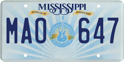 MS license plate MAO647