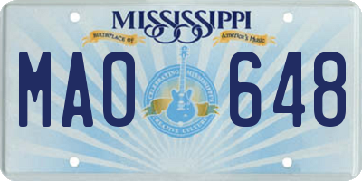 MS license plate MAO648