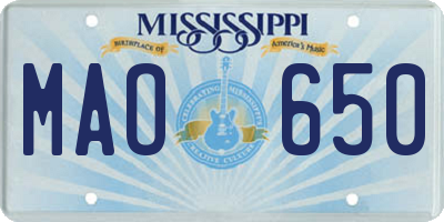 MS license plate MAO650