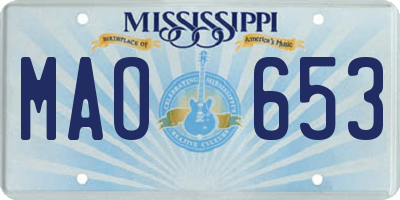 MS license plate MAO653