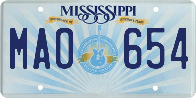 MS license plate MAO654
