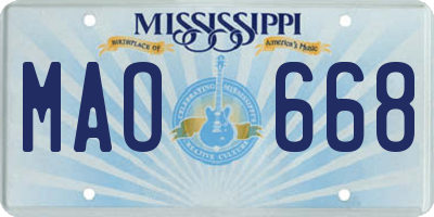 MS license plate MAO668