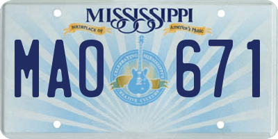 MS license plate MAO671